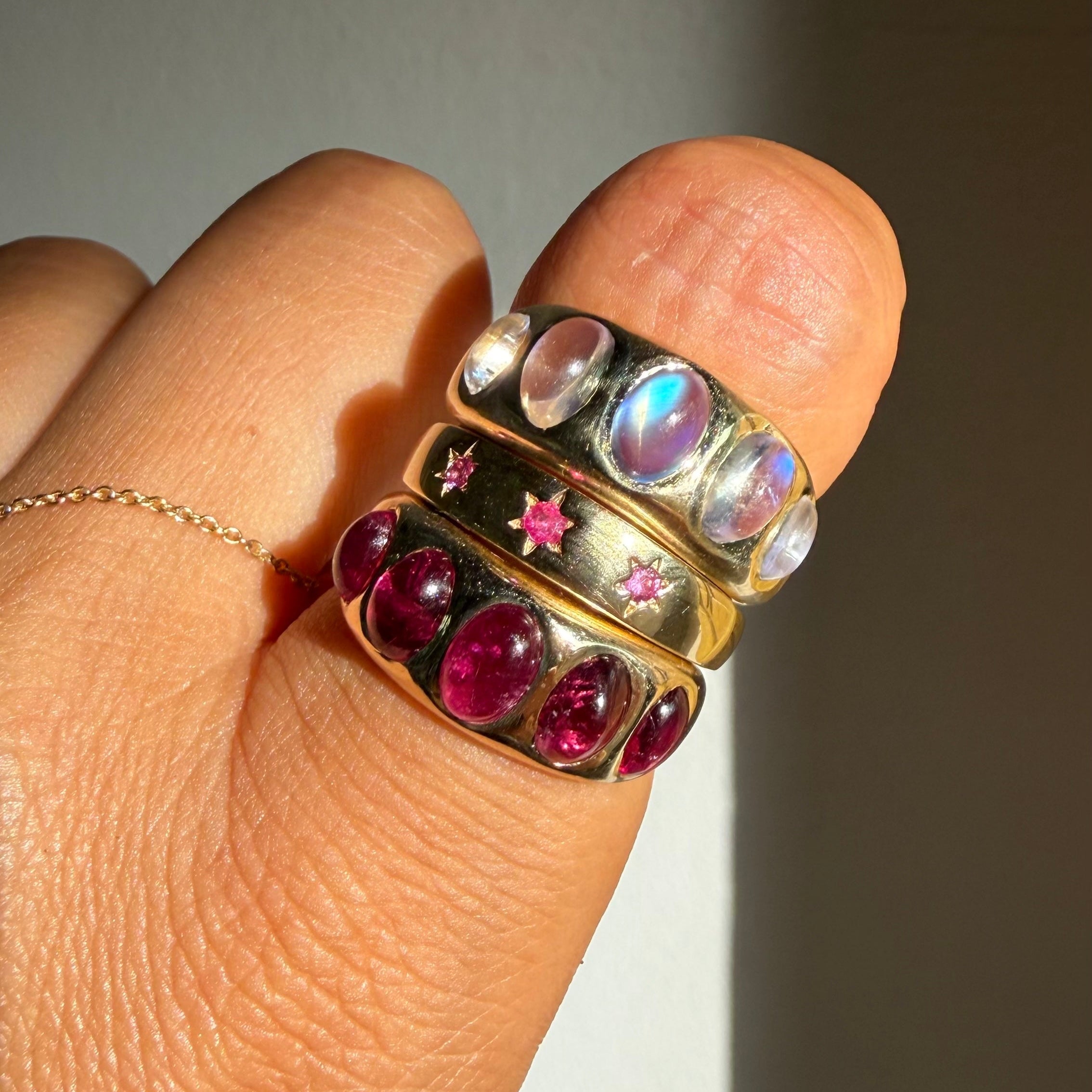14K Pink Tourmaline Five Stone Ring