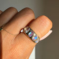 14K Rainbow Moonstone Five Stone Ring