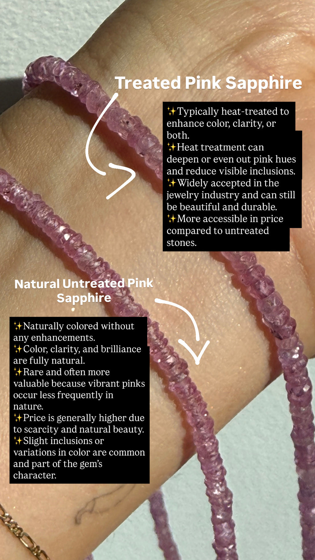 14K Natural Dainty Pink Sapphire Beaded Necklace