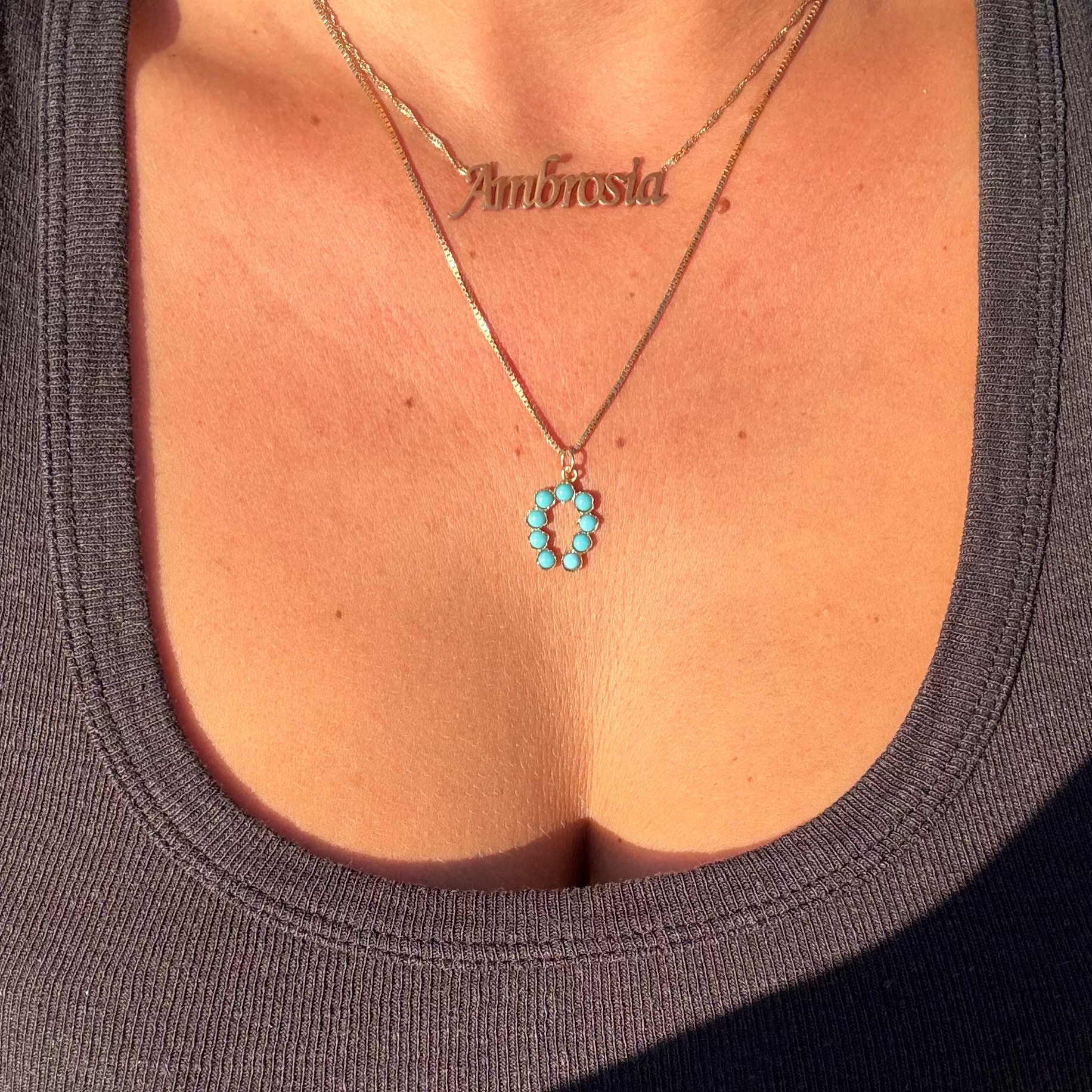 14K Vintage Turquoise Horseshoe