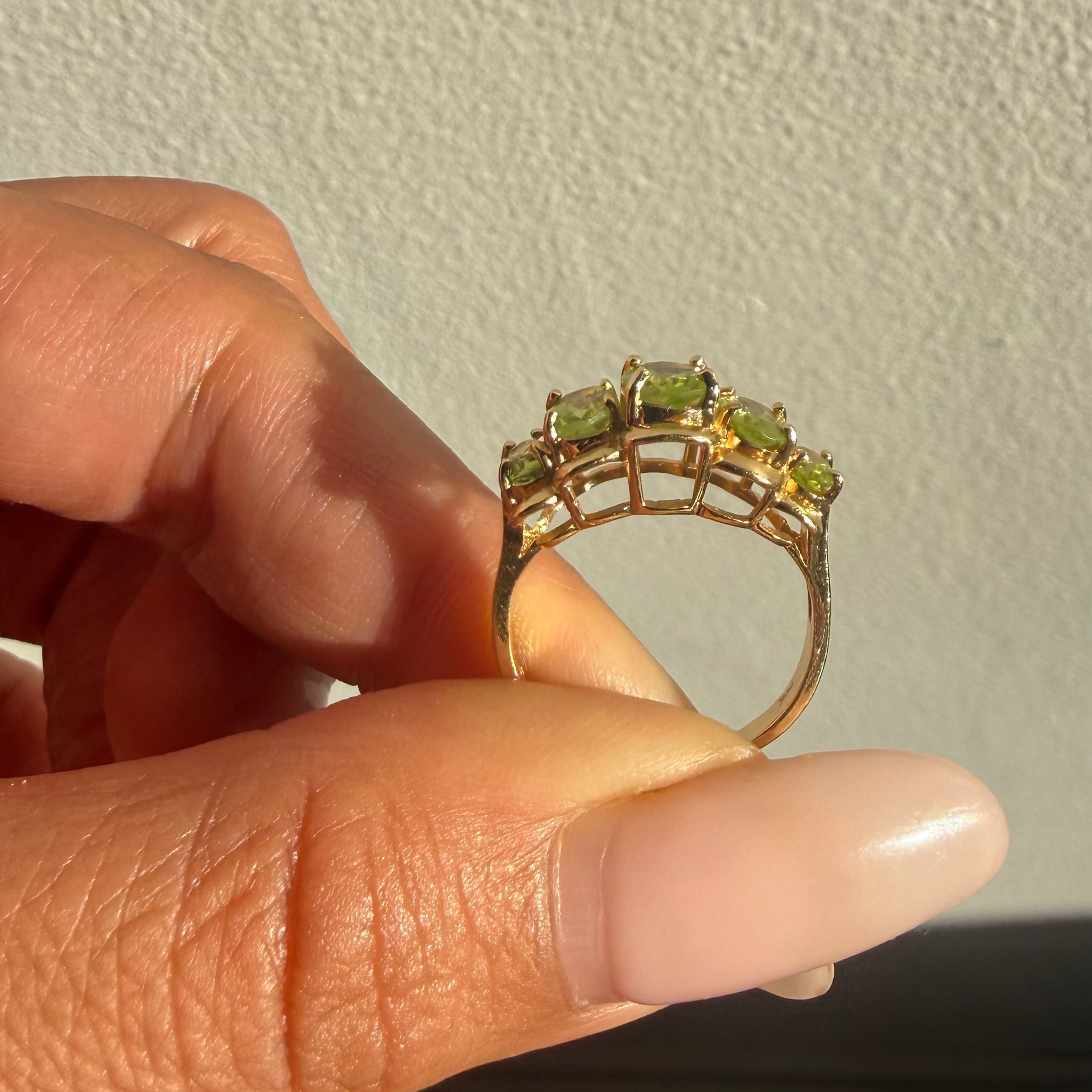 Vintage 14K Peridot 5-Stone Lucky Ring