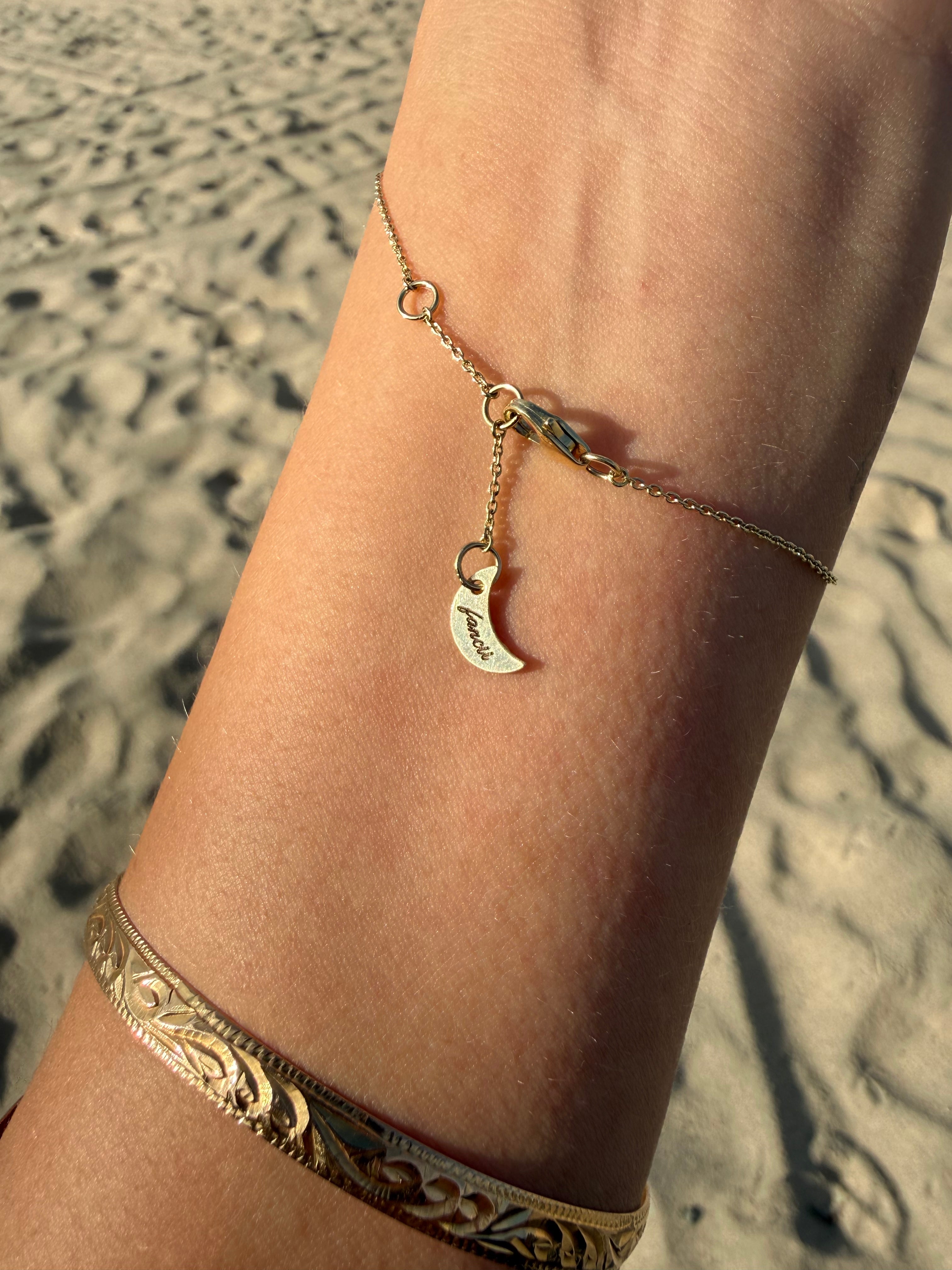 14K Floating Antique Rose Cut Diamond Hand Chain