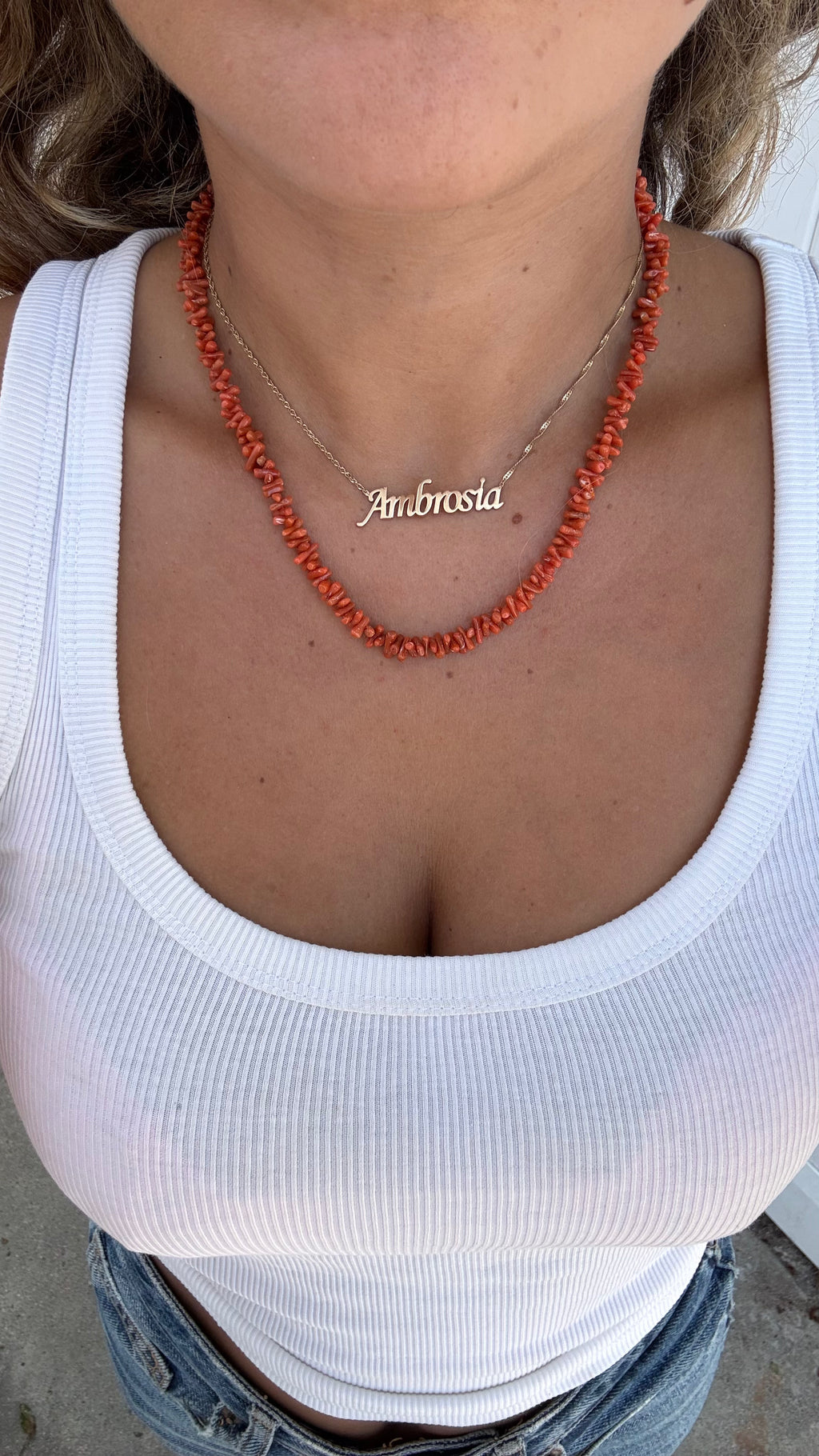 14K Organic Mediterranean Coral Necklace