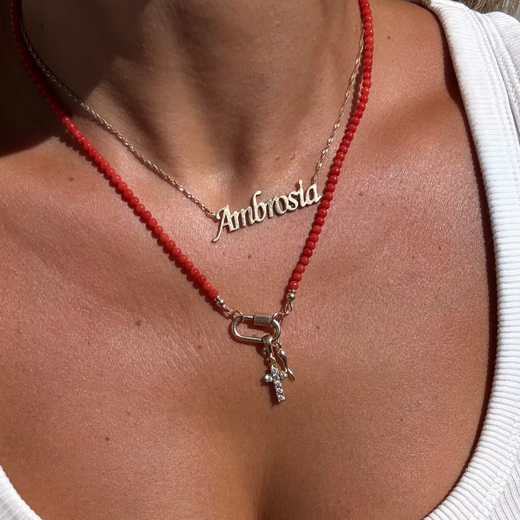 14K 3mm Mediterranean Coral Necklace