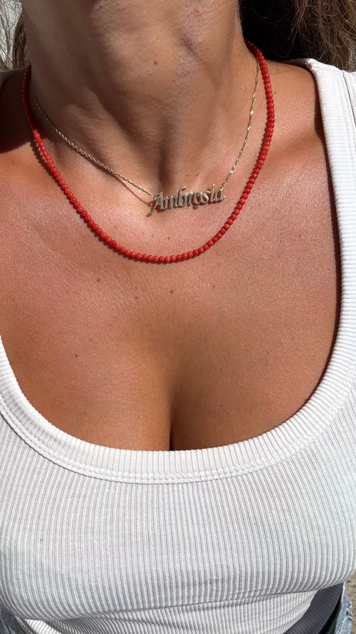 14K 3mm Mediterranean Coral Necklace