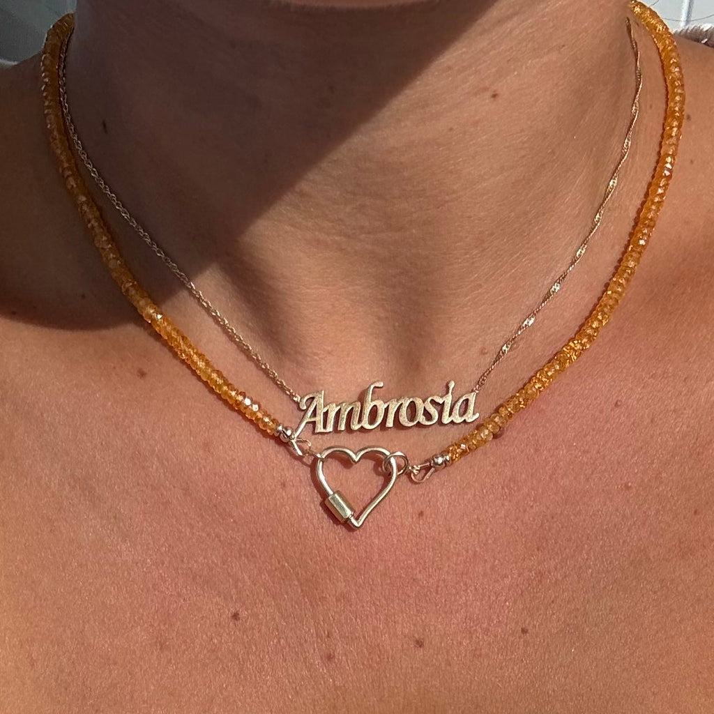 14K  4mm Orange Sapphire Necklace