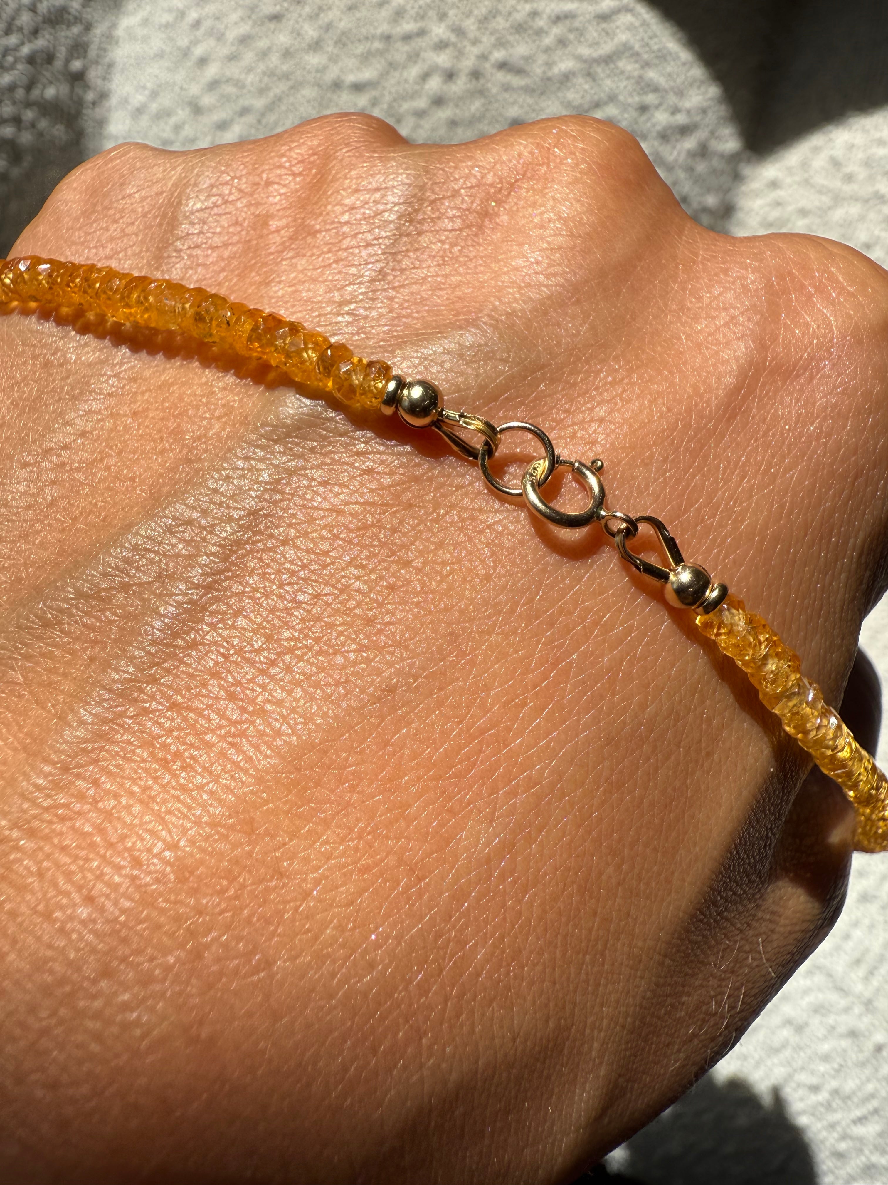 14K  4mm Orange Sapphire Necklace