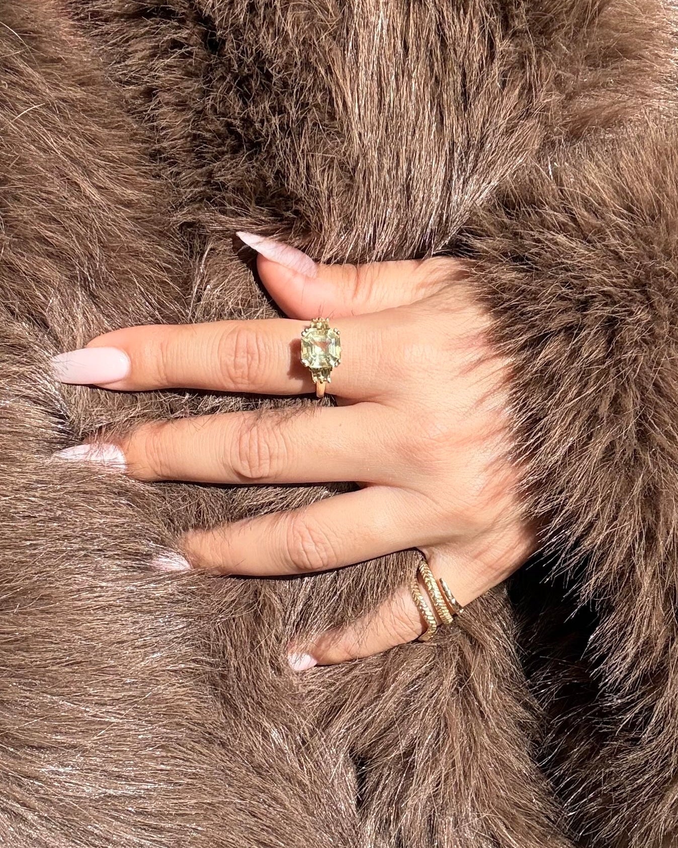 Vintage 14K Citrine Triptych Ring