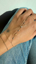 The Alignment Hand Chain, 14K Gold with 7 Mini Diamond Bezels