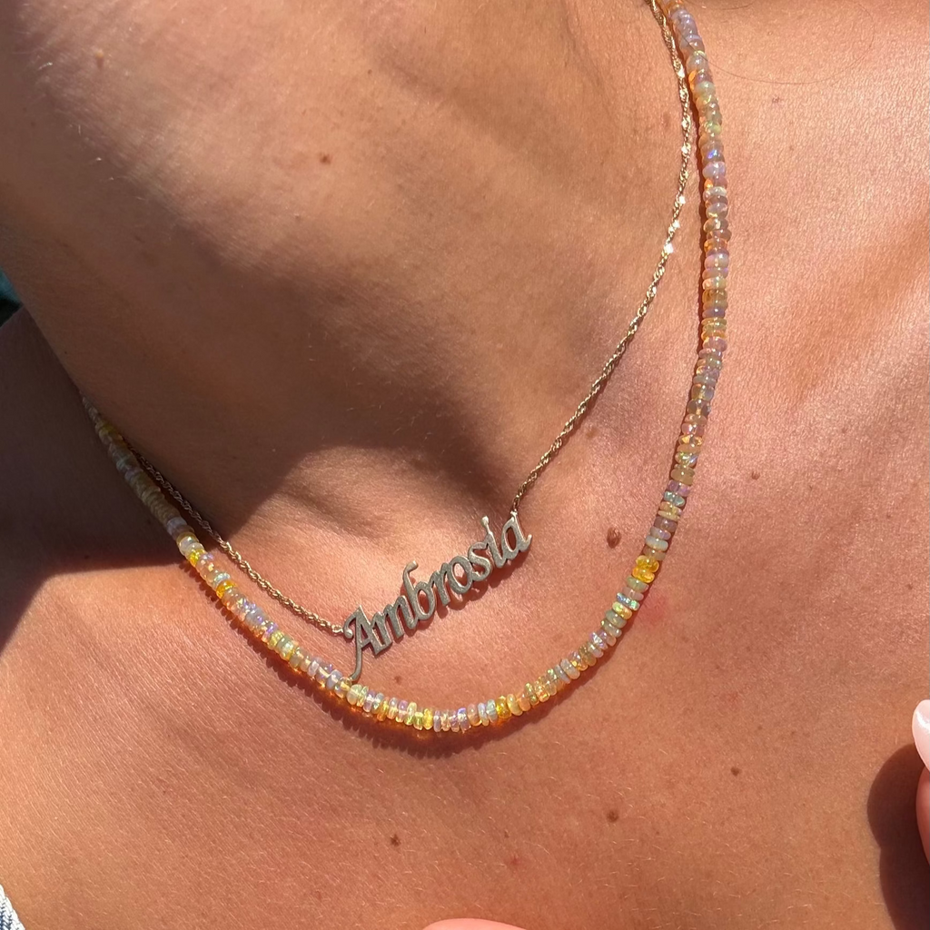 14K golden opal necklace