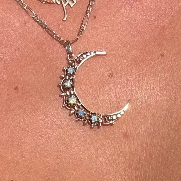 14K Antique Opal Crescent Moon