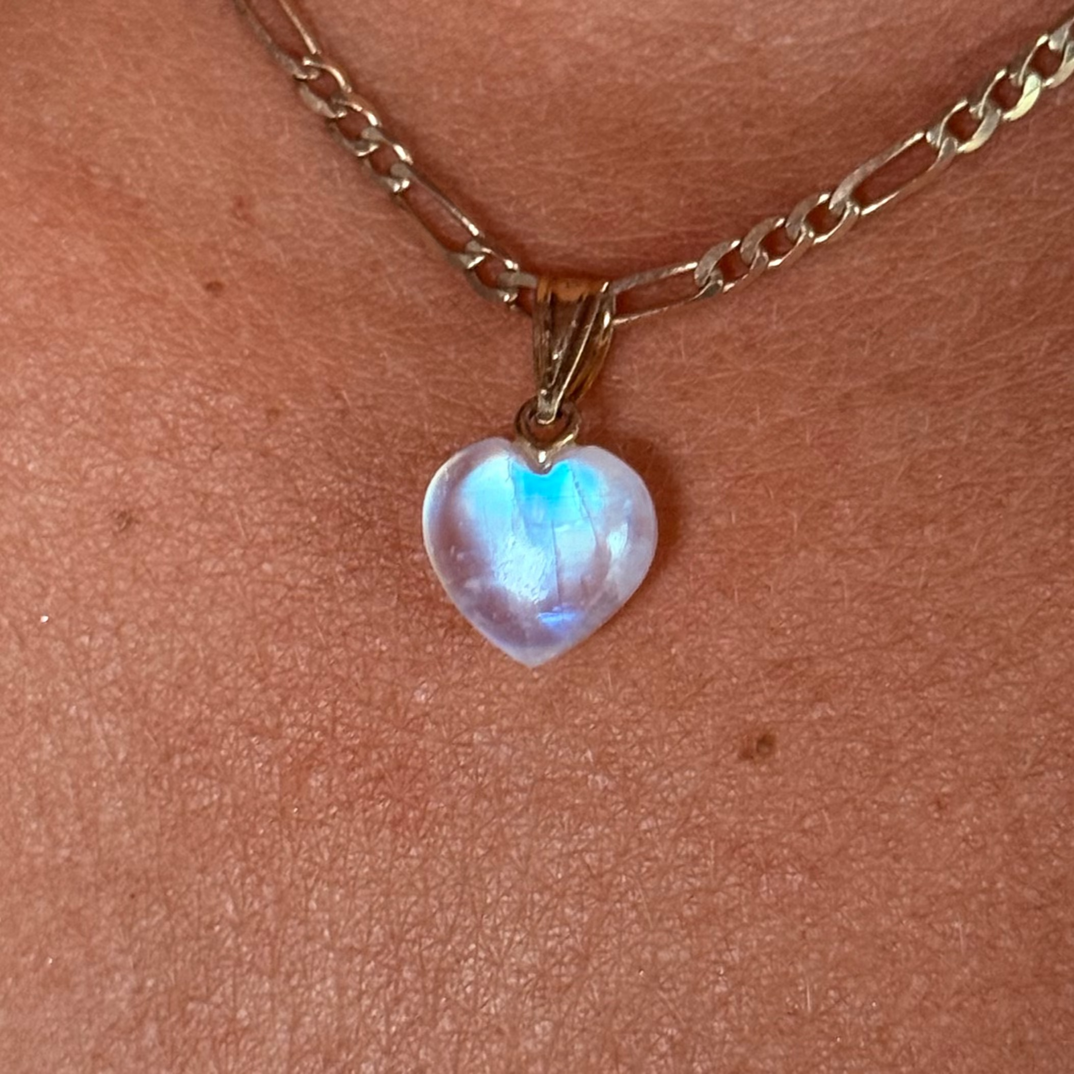 14K Rainbow moonstone Heart Charm