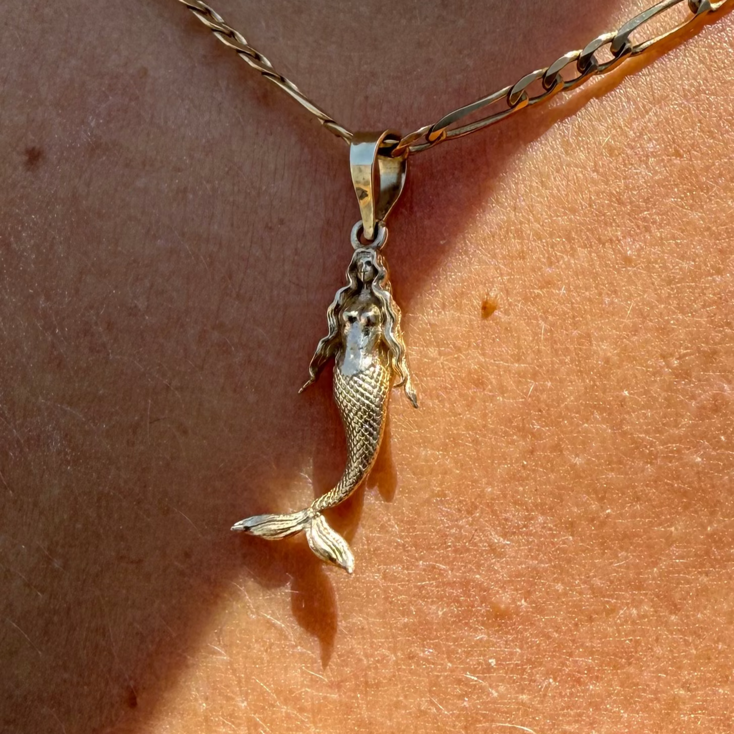 14K Gold Mermaid Charm on a Chain