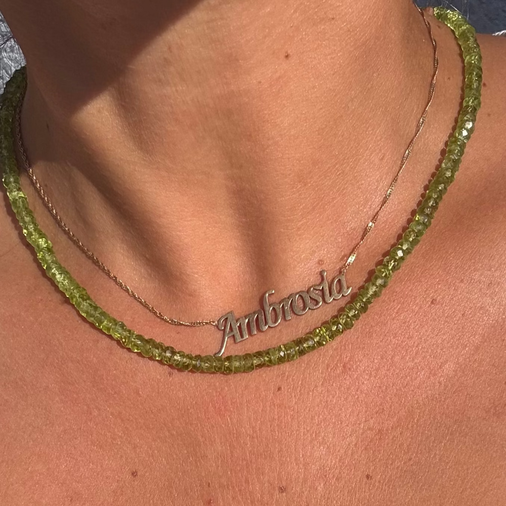 14K 5mm peridot necklace
