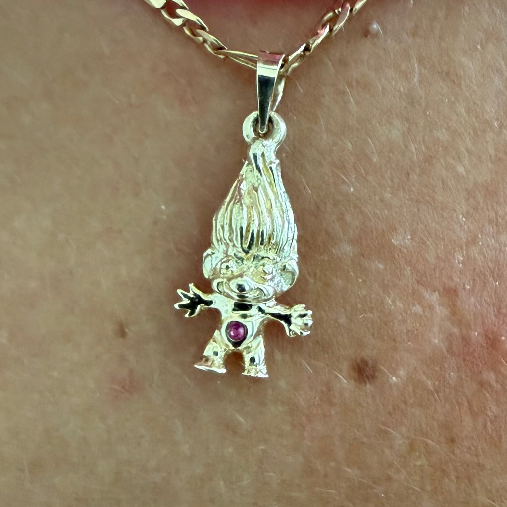 14k Troll Charm with Gemstone
