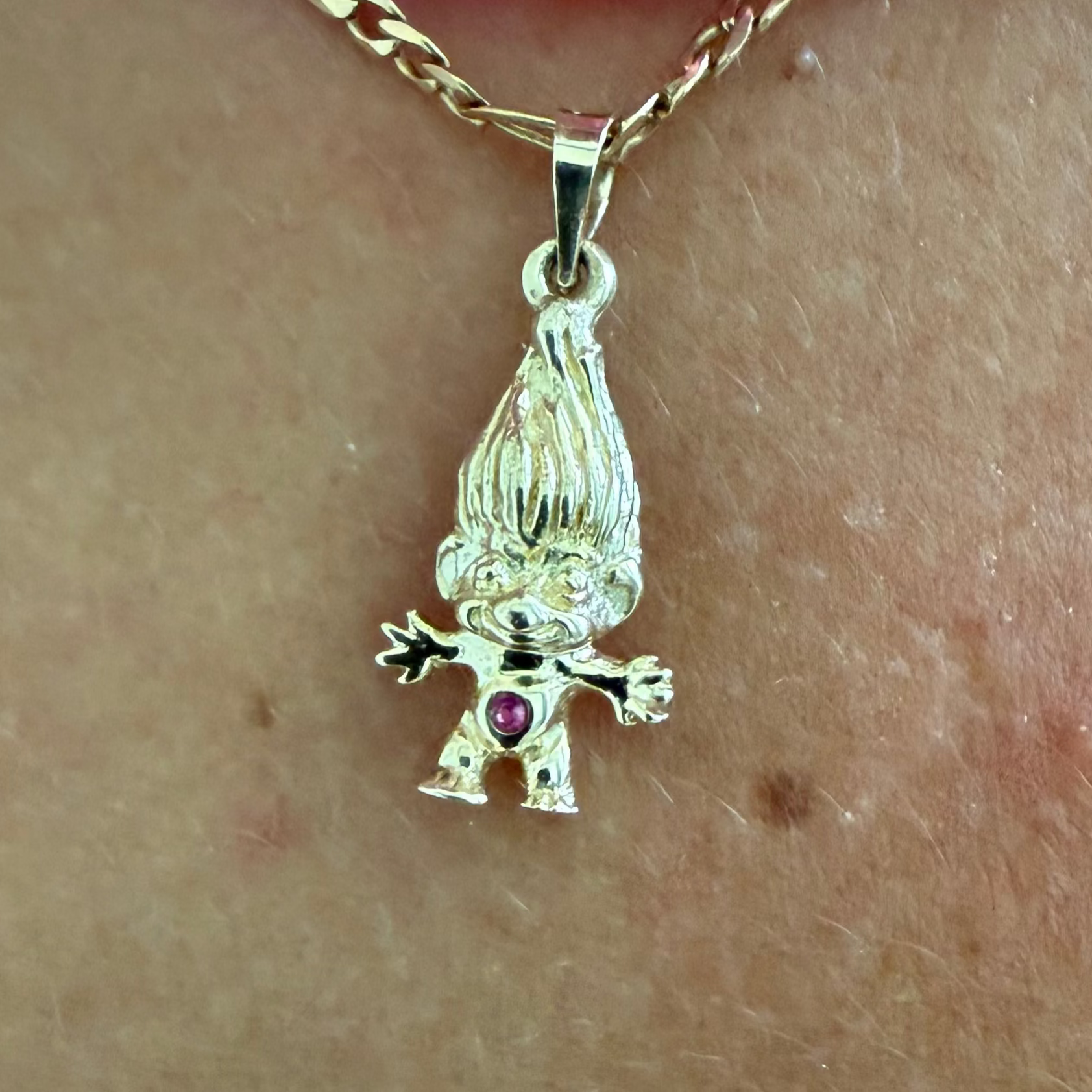 14k Troll Charm with Gemstone