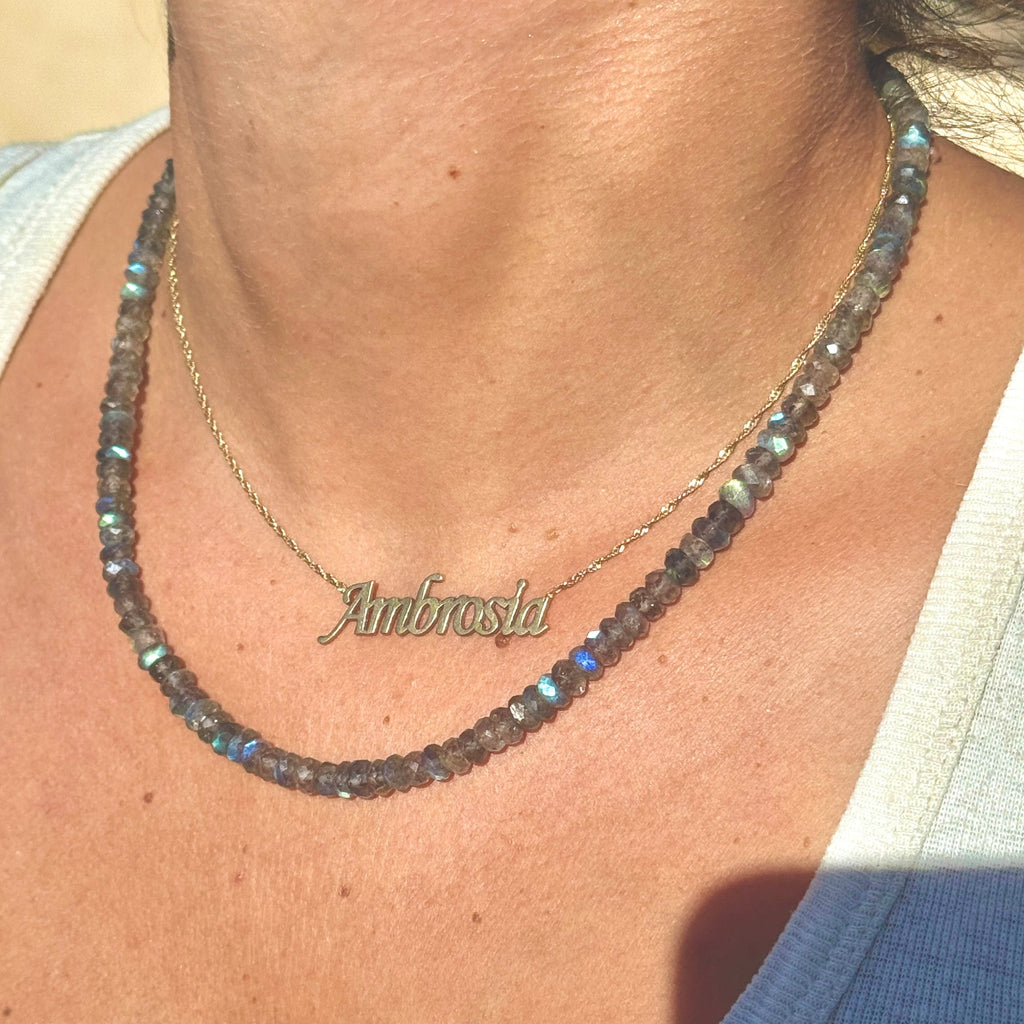 14K 5mm Faceted Labradorite Necklace