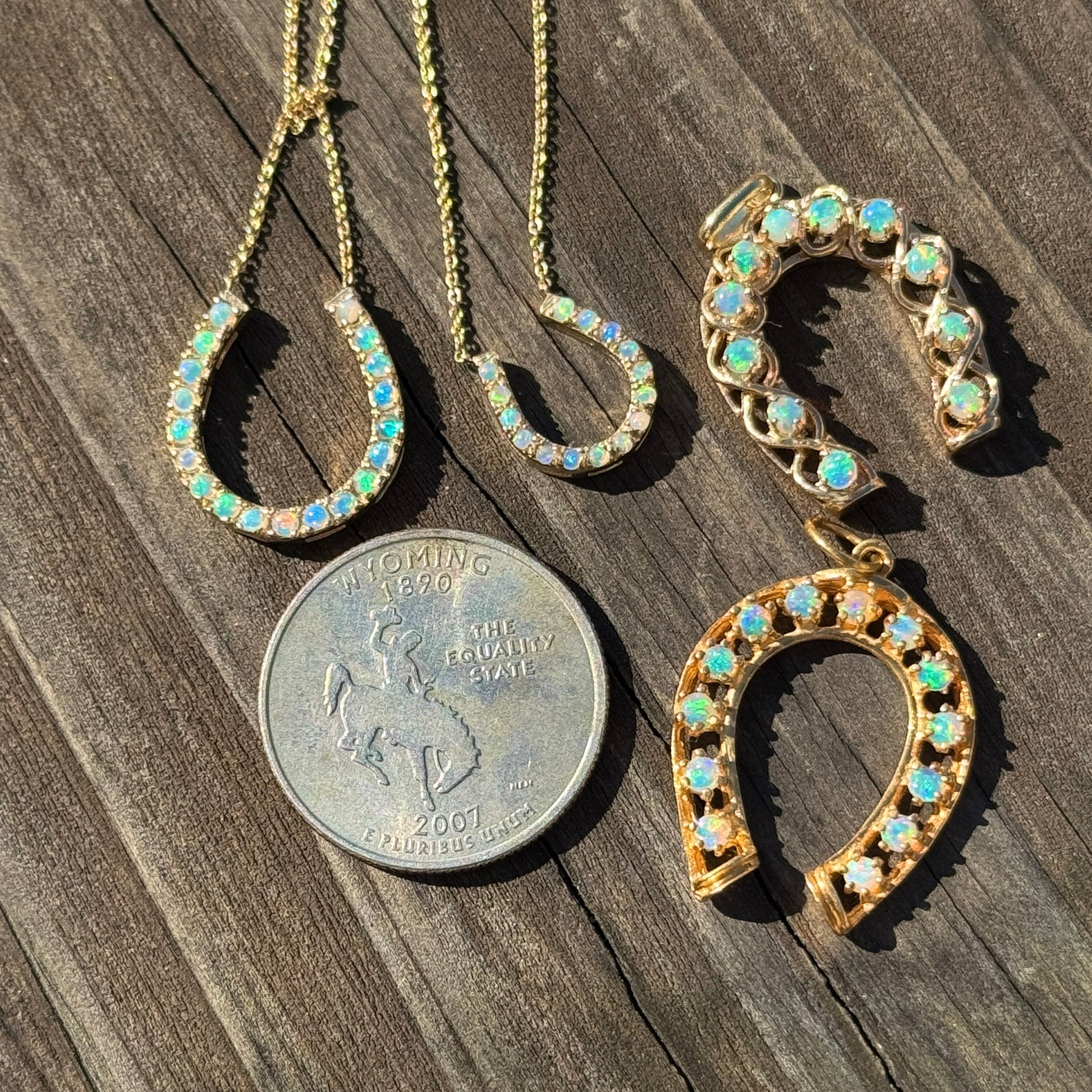14K Vintage Jelly Opal Horseshoe Pendant