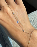 14K Three Diamond Bezel Hand Chain