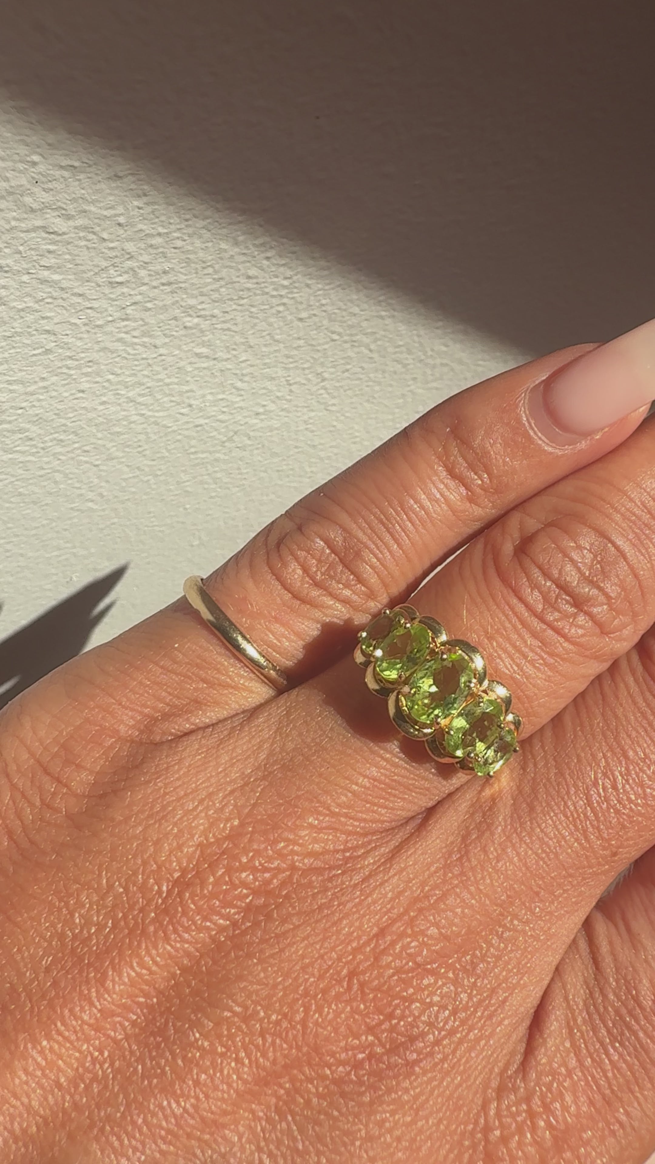 Vintage 14K Peridot 5-Stone Lucky Ring