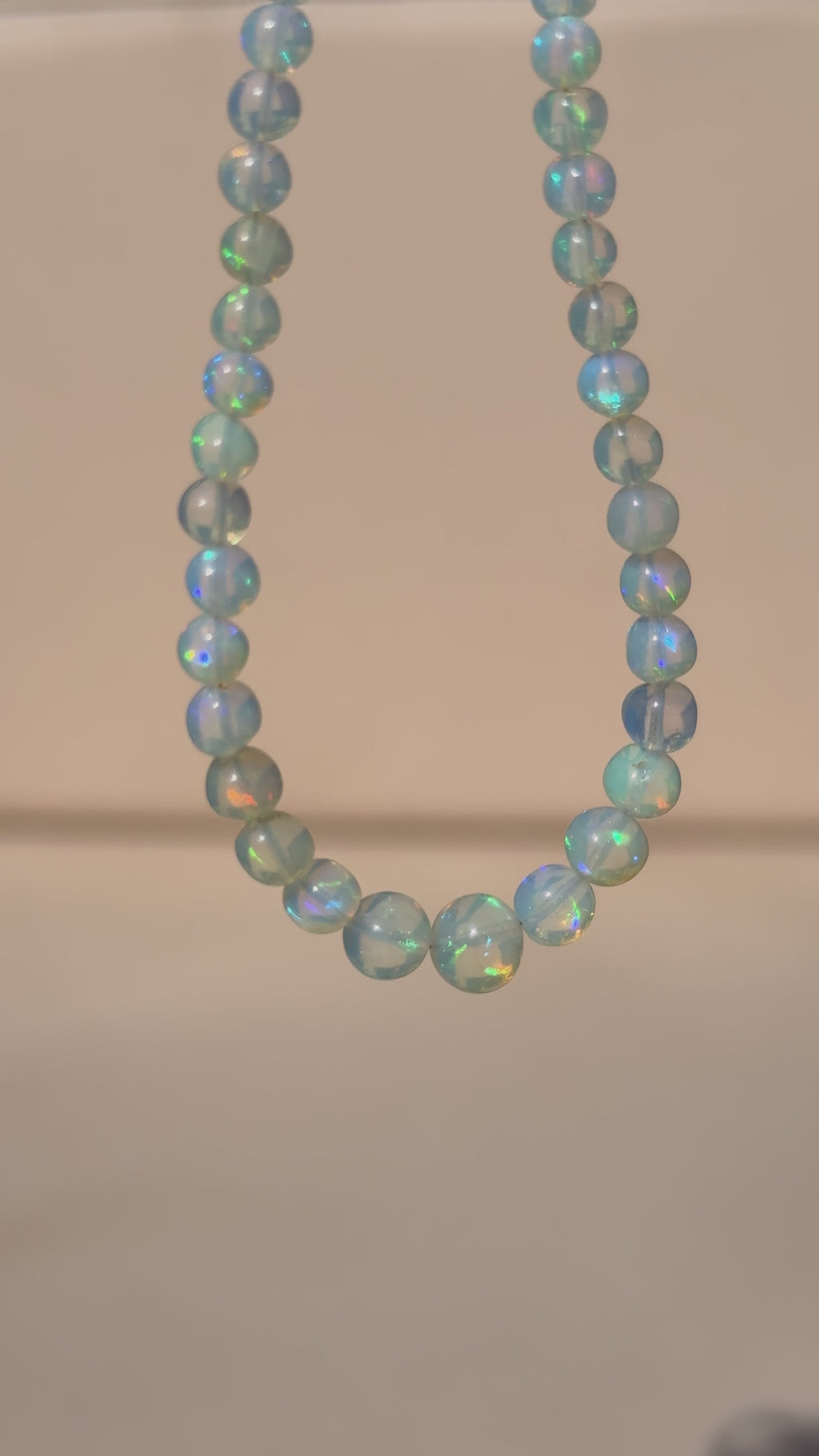 14K Graduated Clear Fiery Opal Necklac