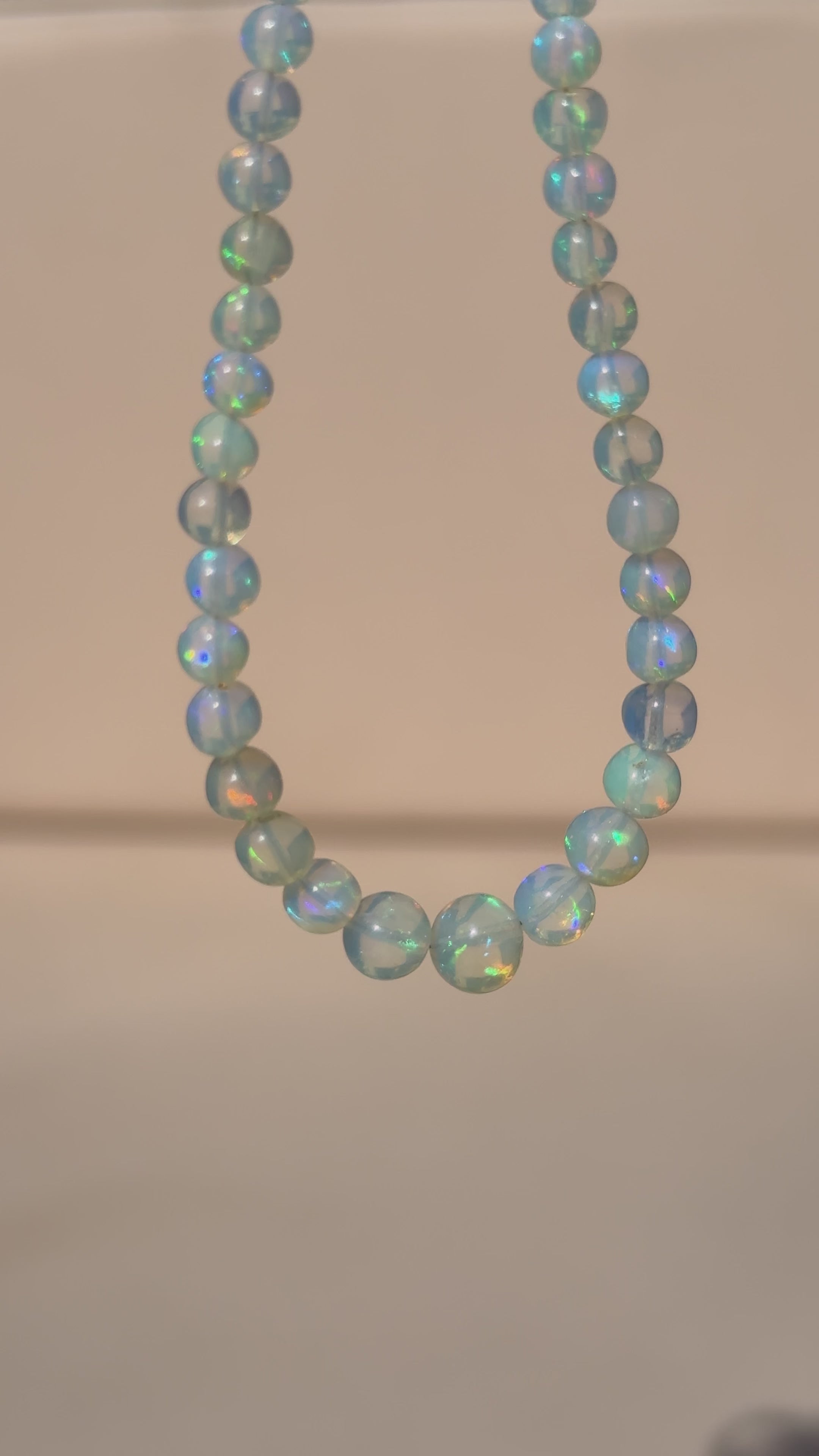 14K Graduated Clear Fiery Opal Necklac