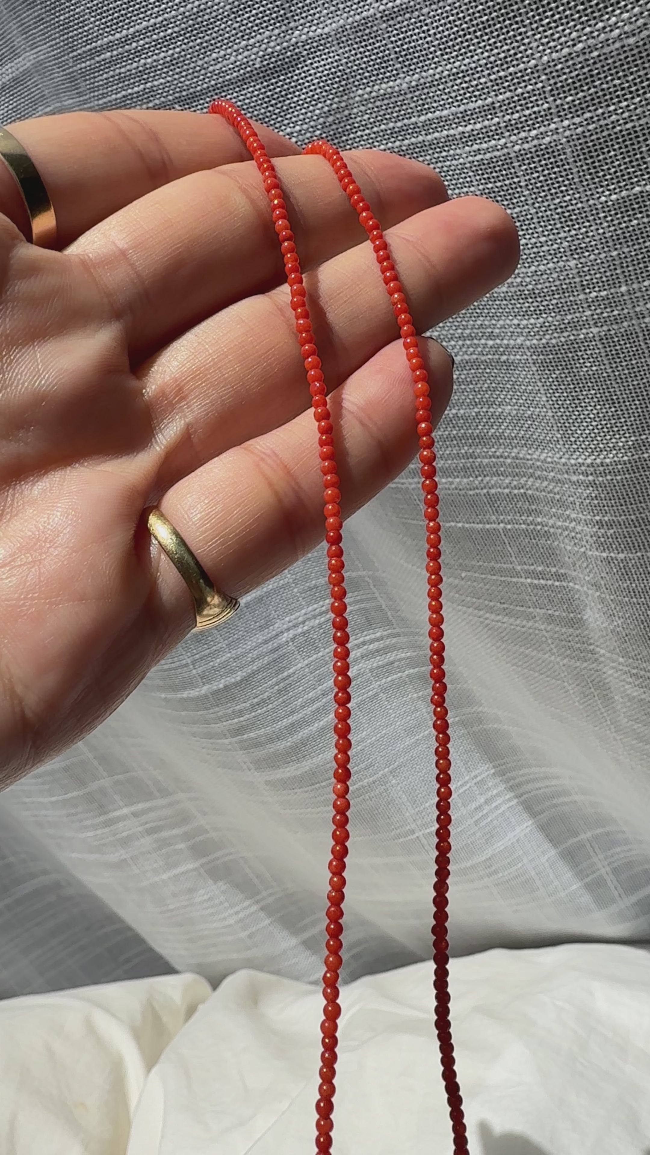 14K 3mm Mediterranean Coral Necklace