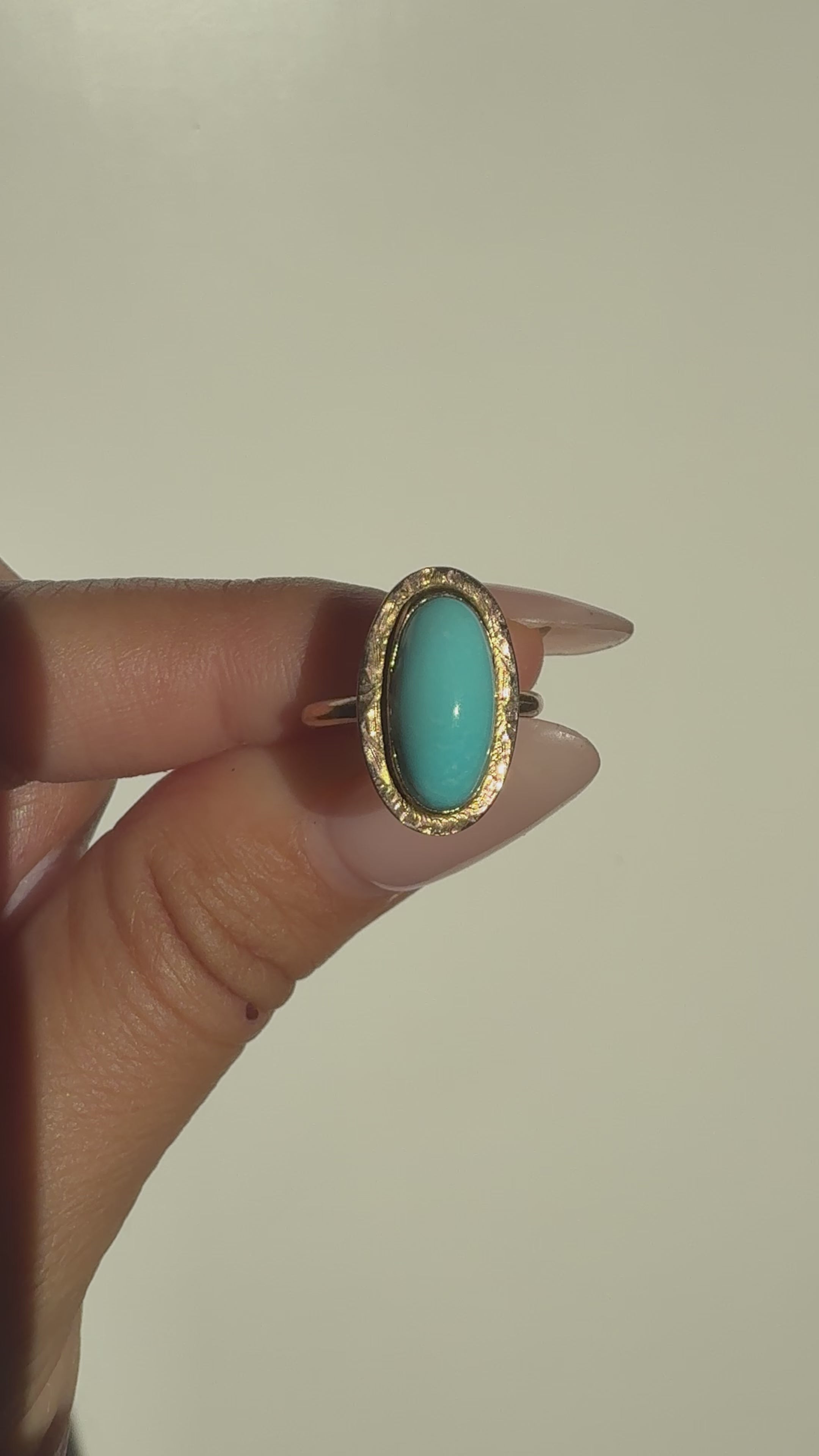 The Goddess Turquoise Ring, Victorian 14K Gold