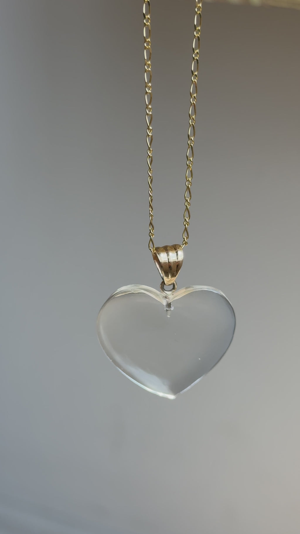 14K Clear Quartz Powerful Heart Amulet
