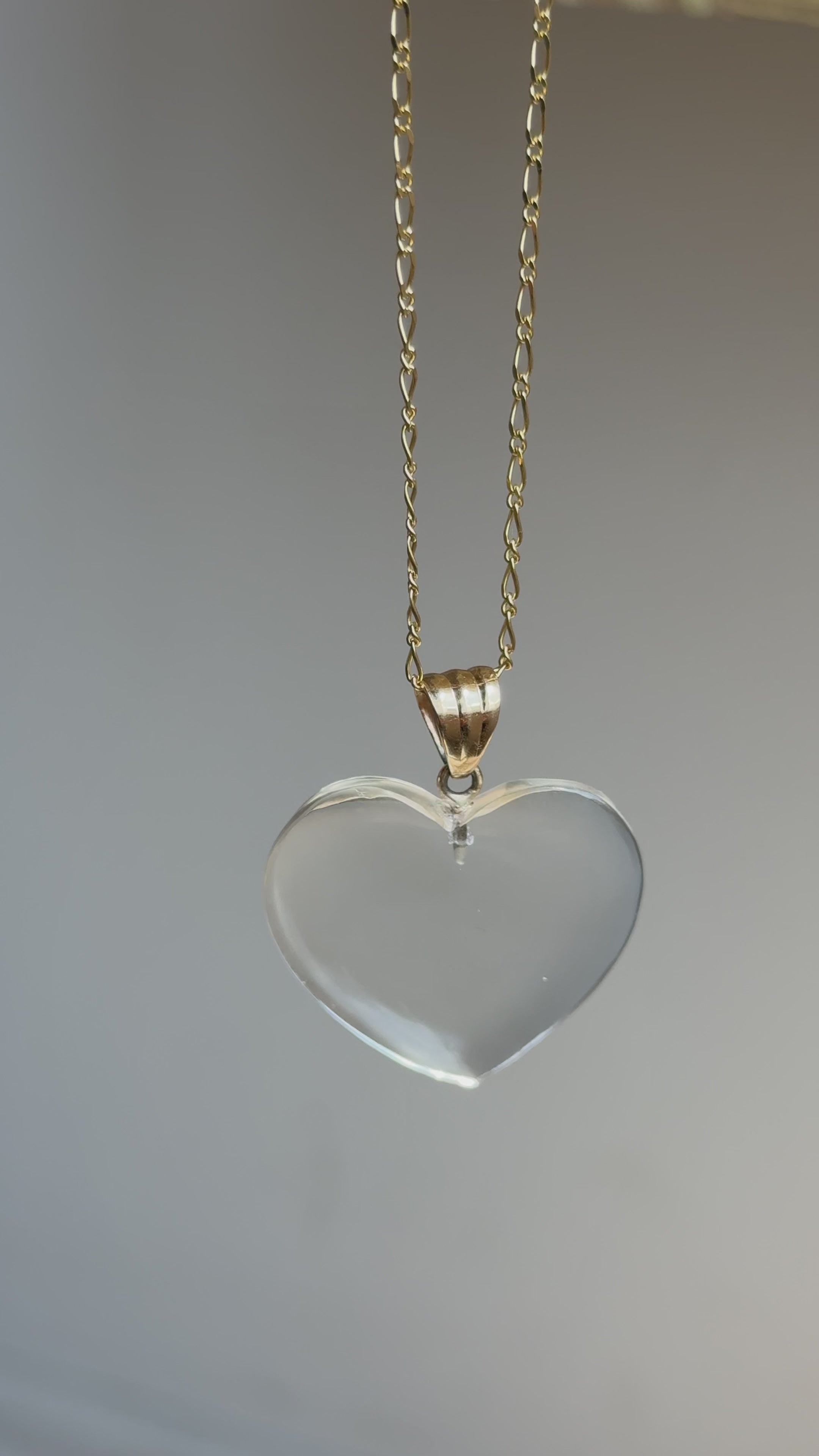 14K Clear Quartz Powerful Heart Amulet