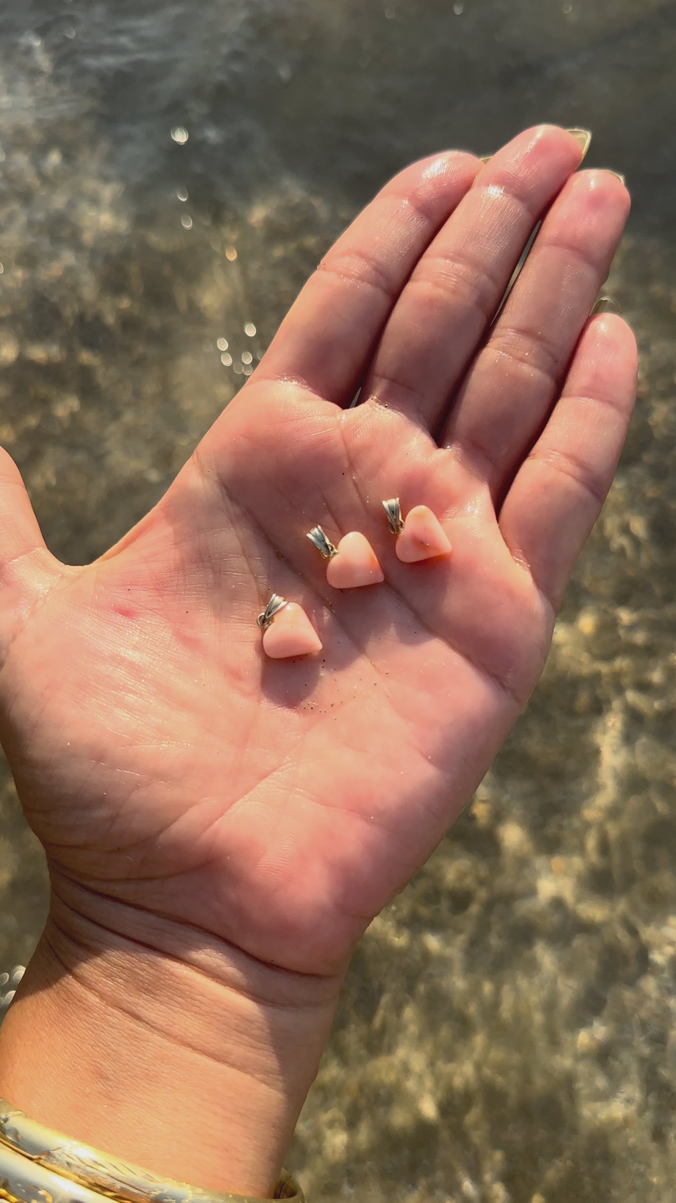 14K Gold Japanese Coral Heart Charm