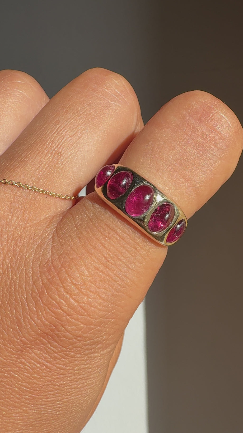 14K Pink Tourmaline Five Stone Ring
