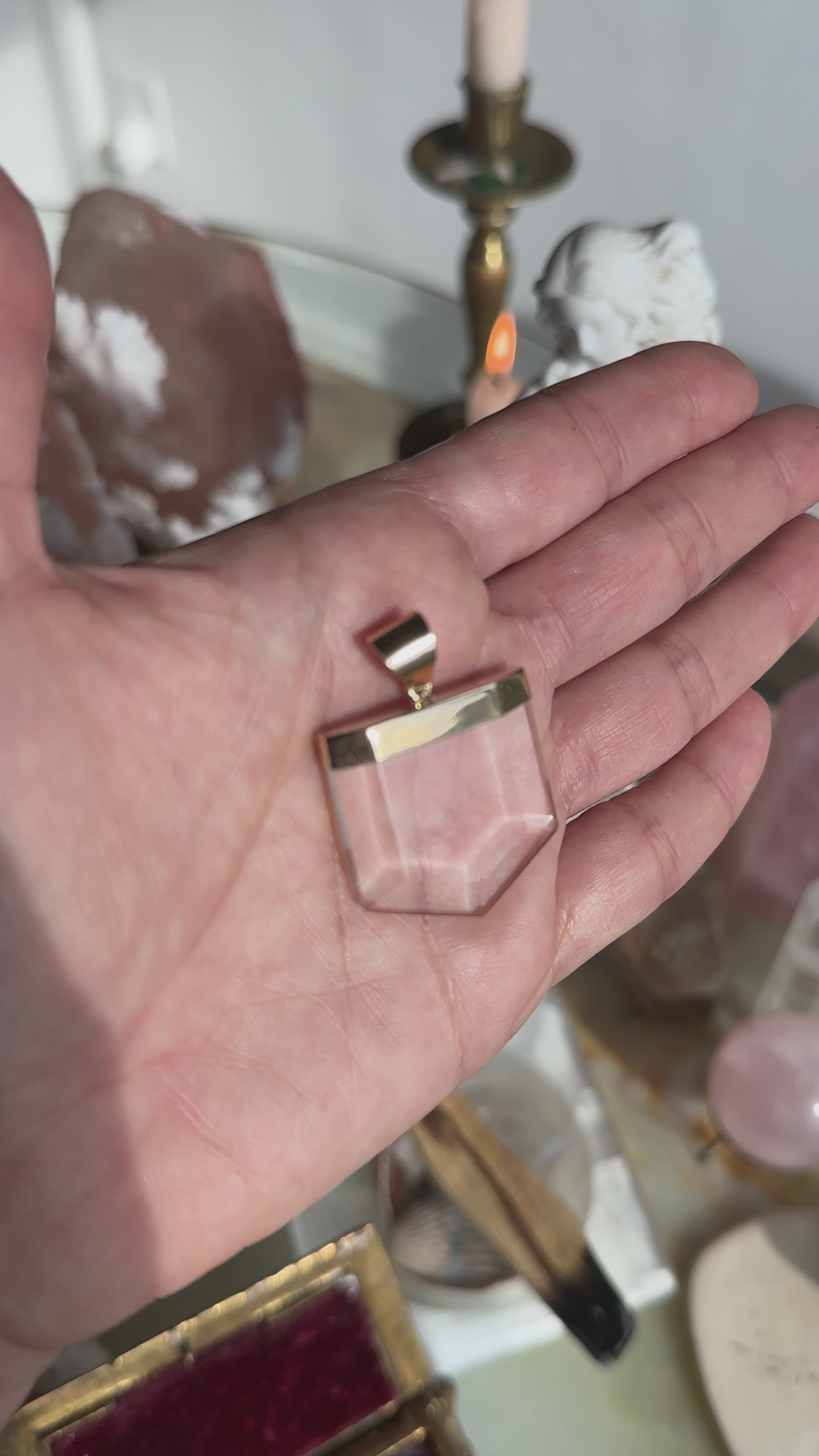 14K Clear Crystal Quartz Faceted Point Amulet