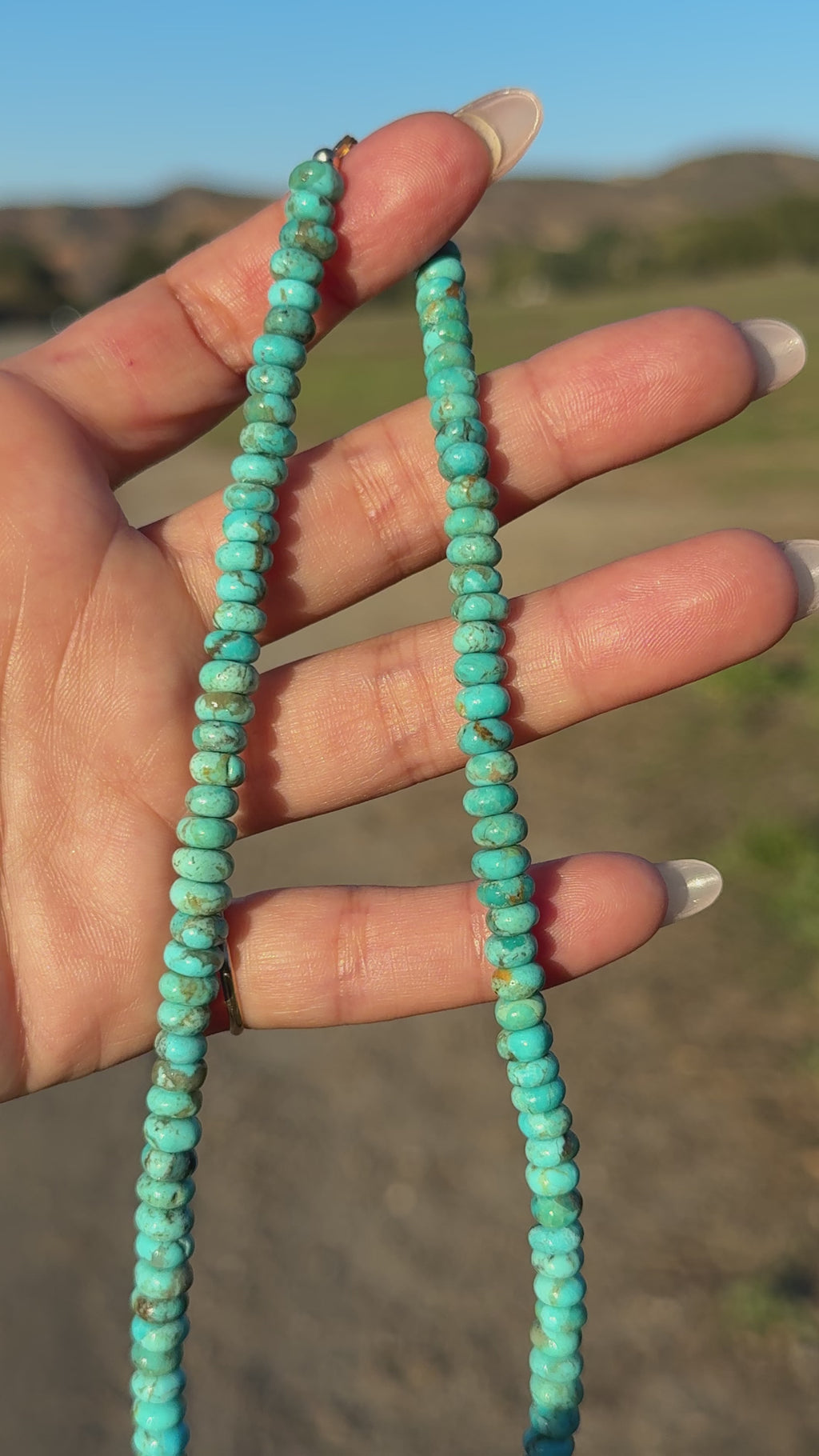 14K Statement Arizona Turquoise Rondell Nekclace