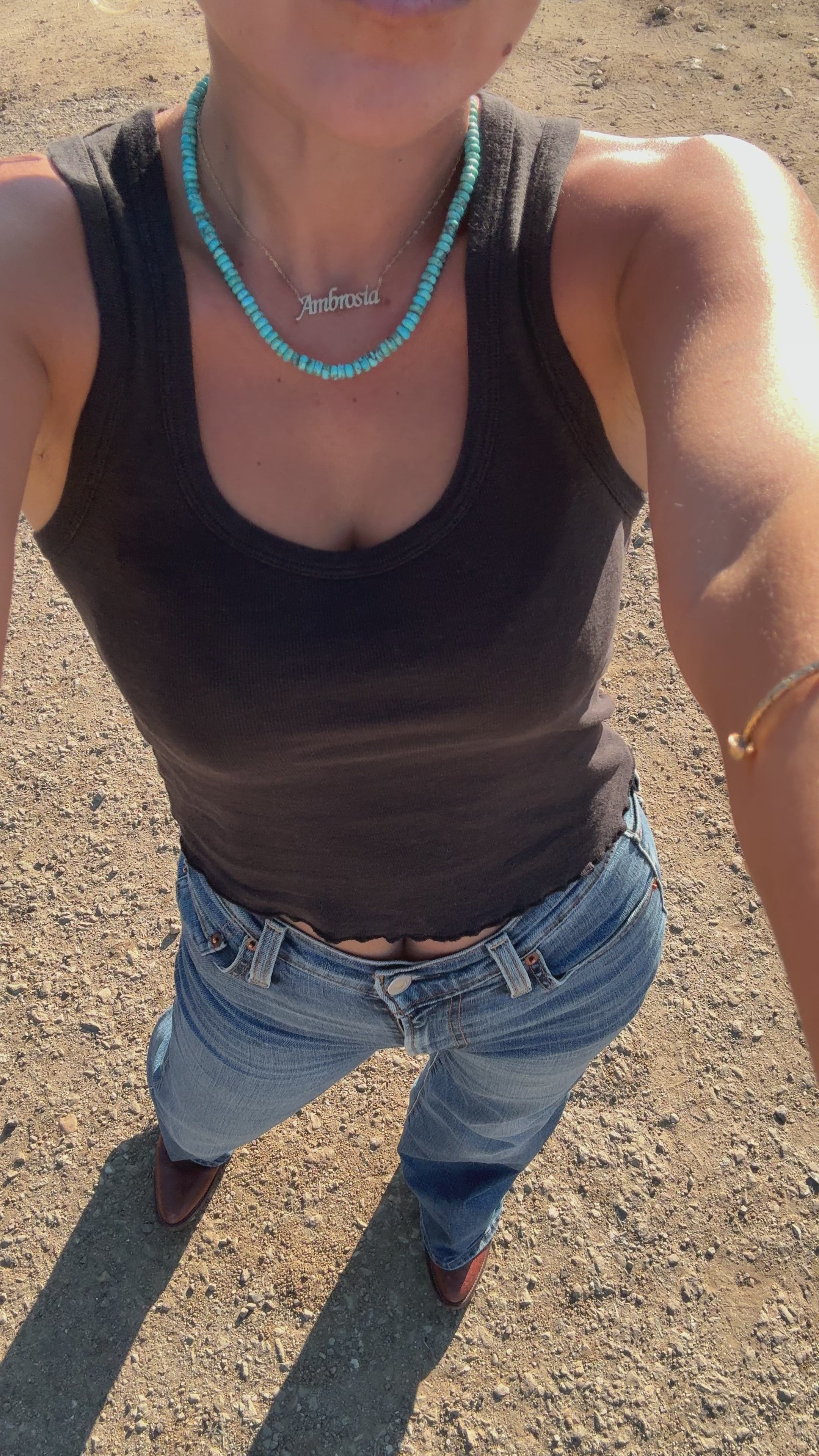 14K Statement Arizona Turquoise Rondell Nekclace