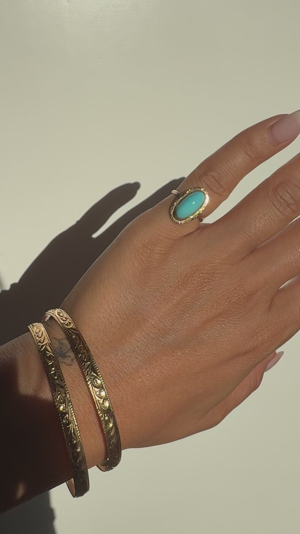 The Goddess Turquoise Ring, Victorian 14K Gold