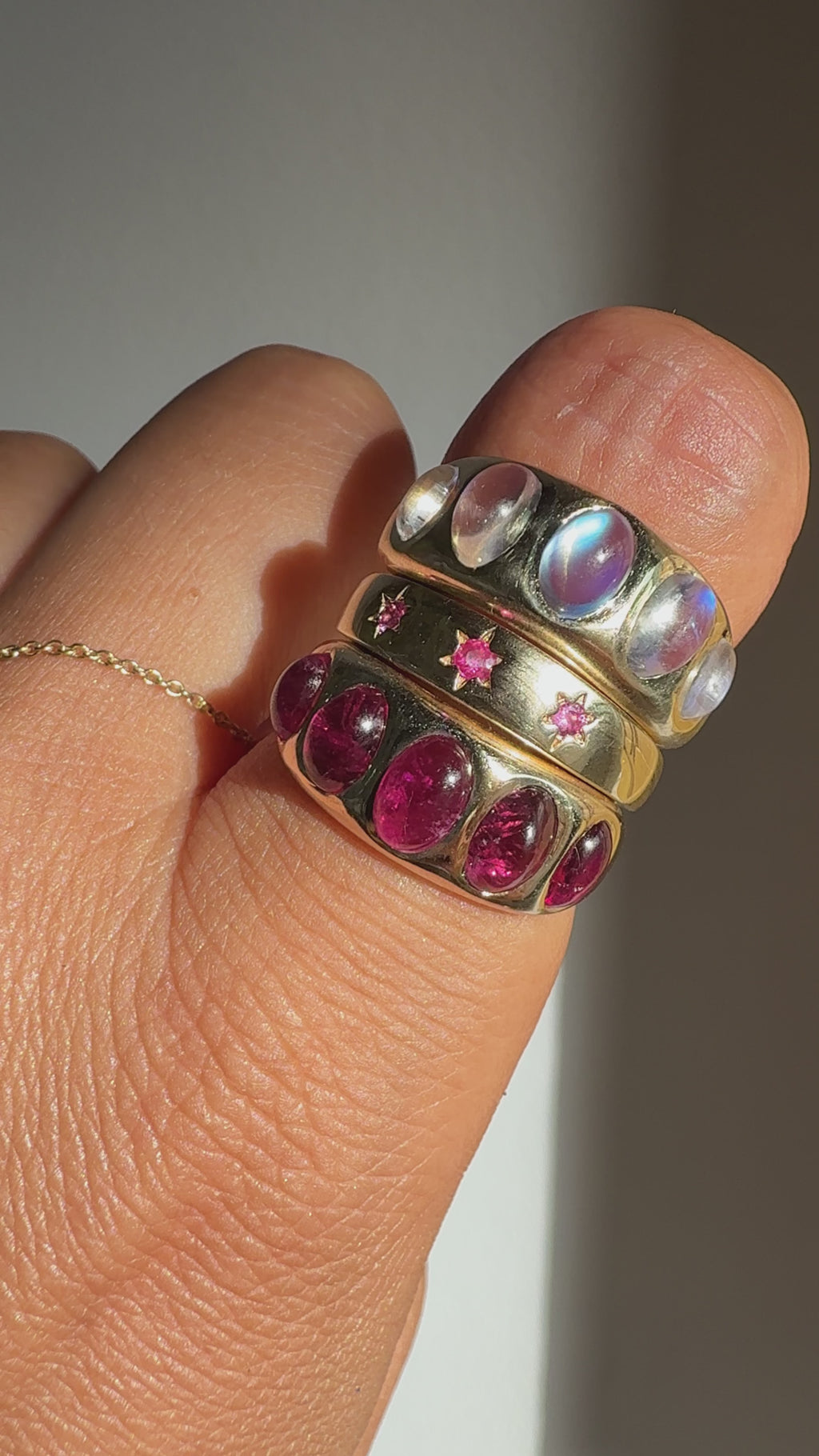 14K Pink Tourmaline Five Stone Ring