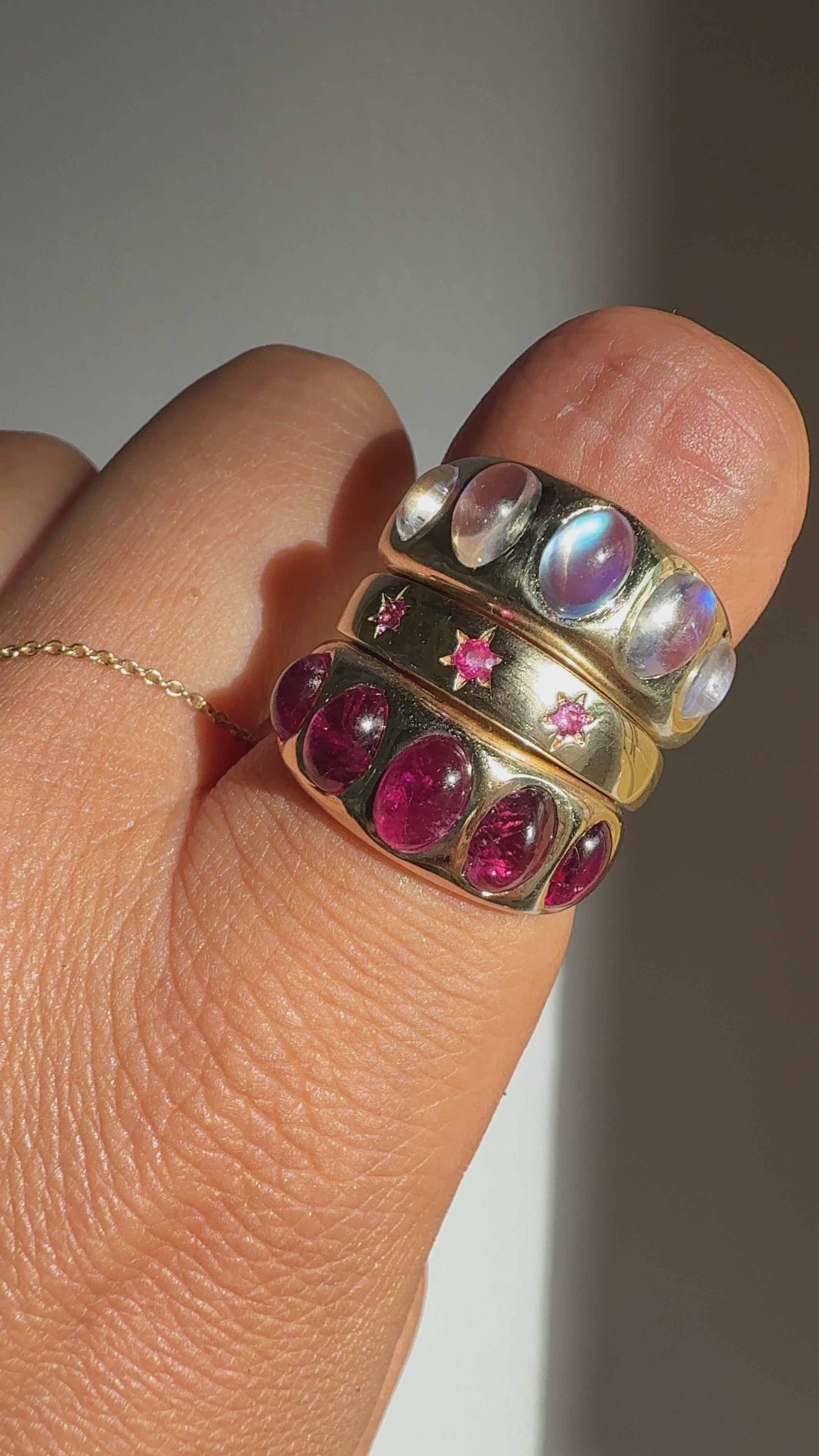 14K Pink Tourmaline Five Stone Ring