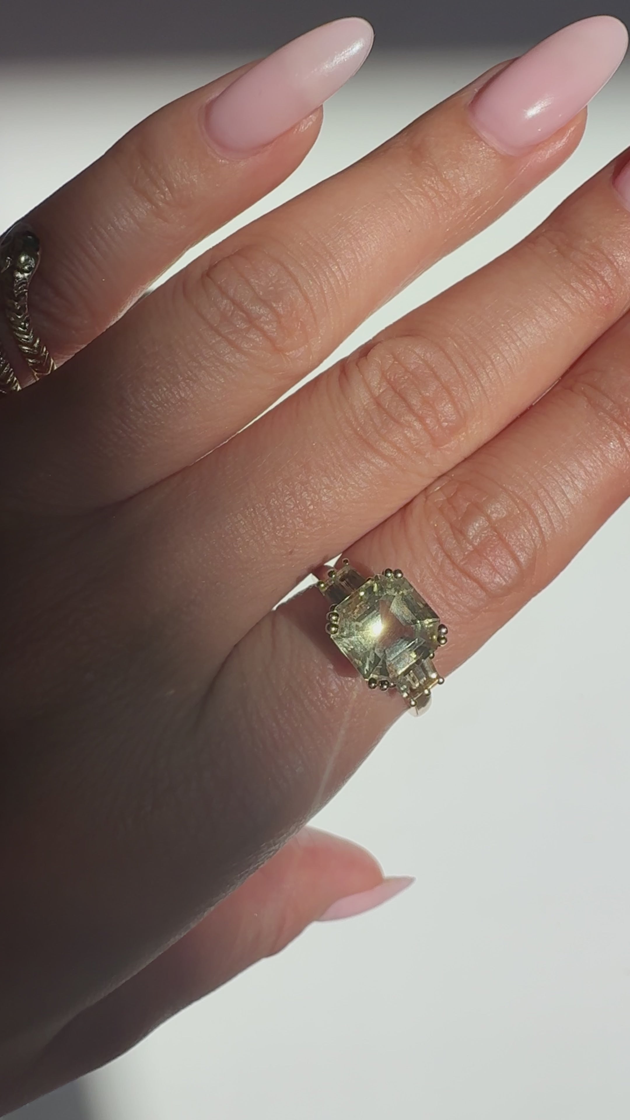 Vintage 14K Citrine Triptych Ring