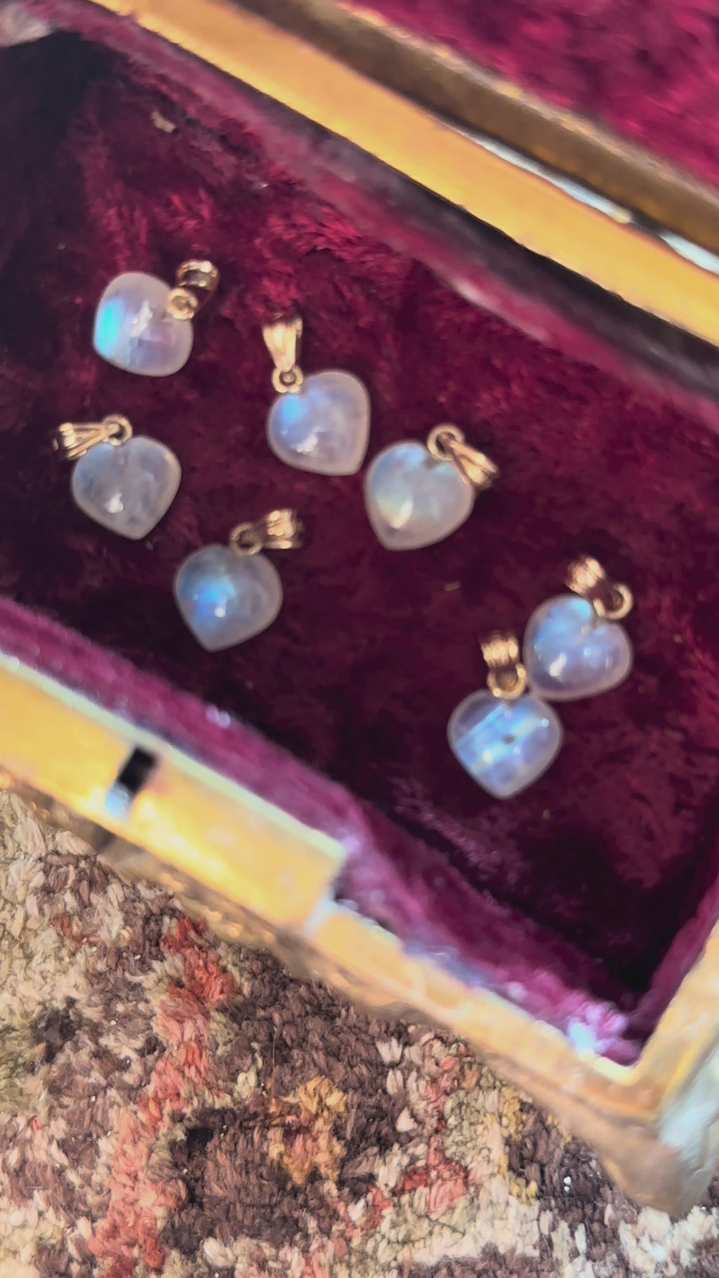 14K Gold Rainbow Moonstone Heart