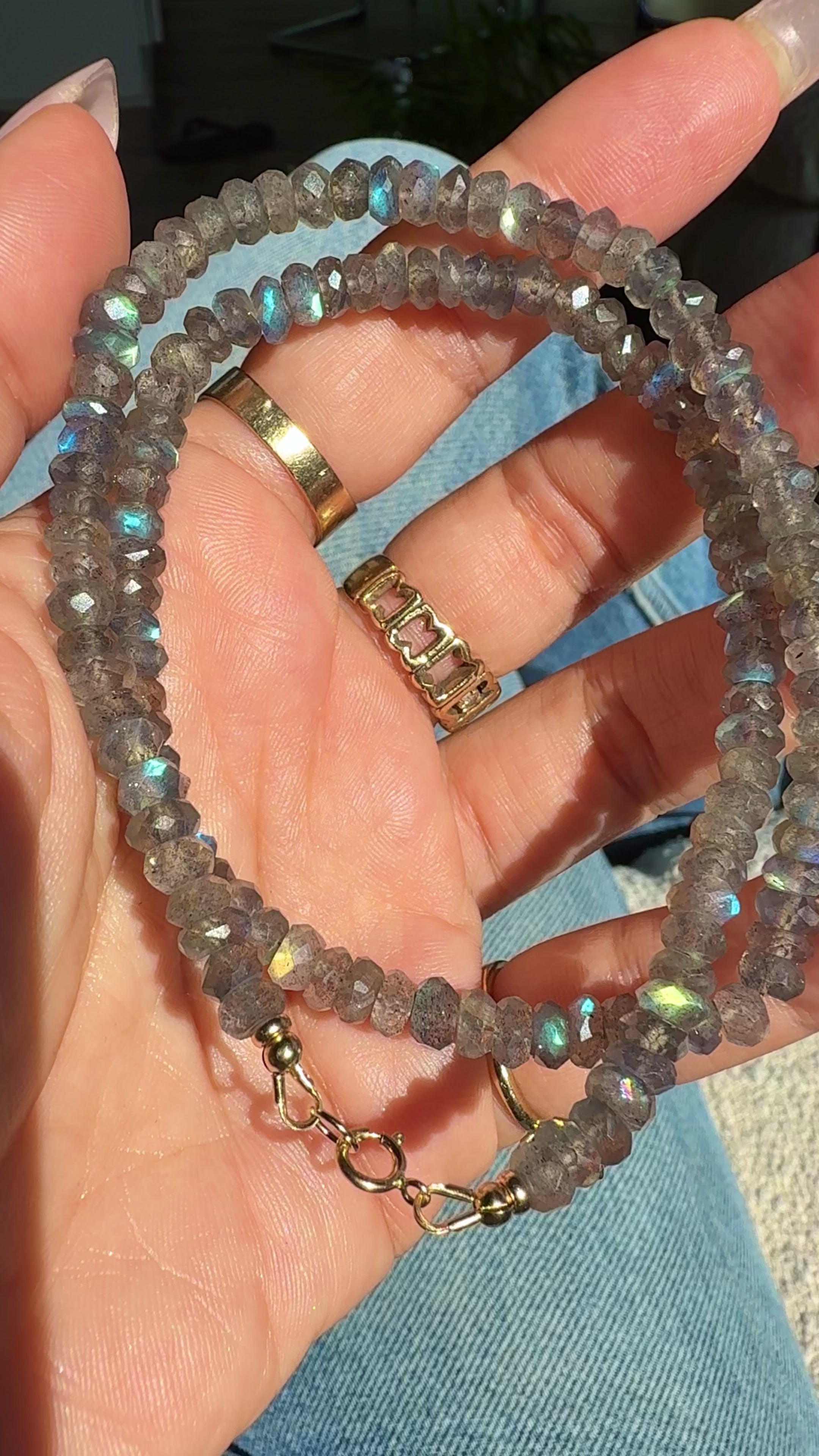 14K 5mm Faceted Labradorite Necklace