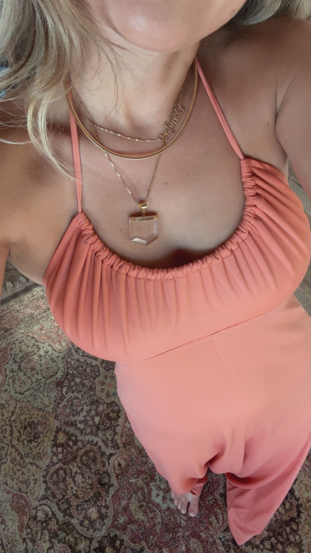 14K Clear Crystal Quartz Faceted Point Amulet